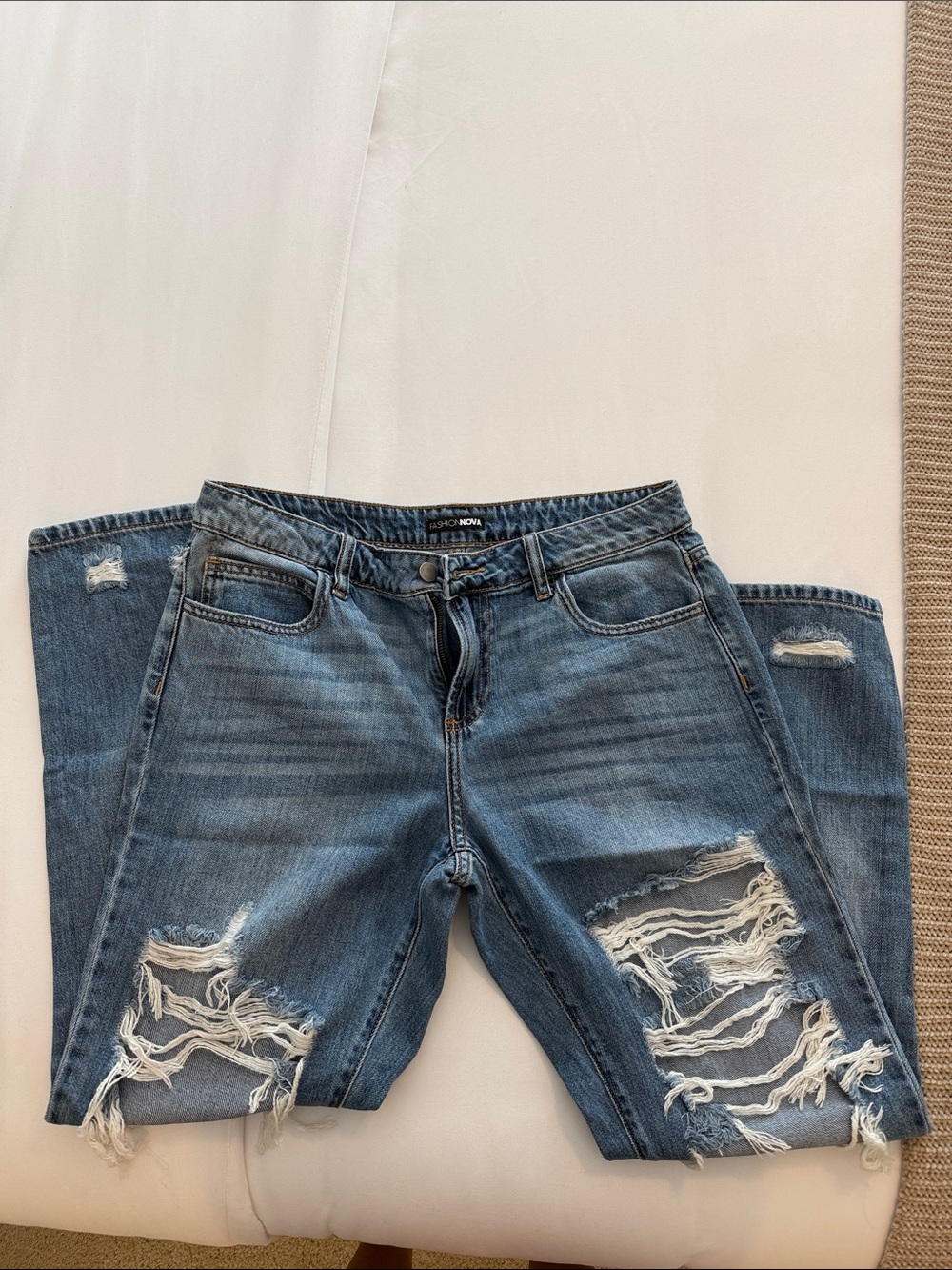 Mid Rise Distressed Blue Women’s Jeans